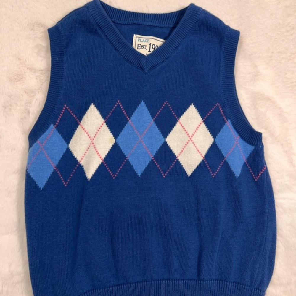 Children's Place sweater vest, blue, size 18-24 months, USED - Picture 3 of 10